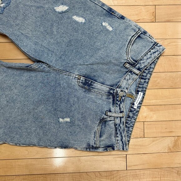 AVEC LES FILLES Acid Wash Distressed Destroyed Wide Leg Denim Jeans Size 29 - Picture 2 of 15